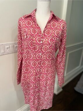 Roller Rabbit Pink and Cream Printed Cotton Top